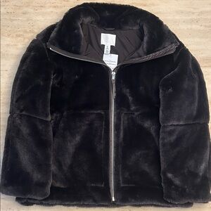 H&M Dark Gray Faux Fur Jacket—NWT